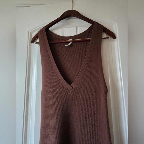 🤎✨ Anthropologie Daily Practice Ribbed V-Neck Sleeveless Sweater Vest Dress XS - Picture 11 of 13